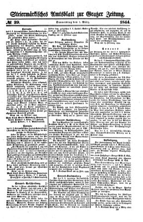 Steyermärkisches Amtsblatt zur Grätzer Zeitung 18440307 Seite: 1