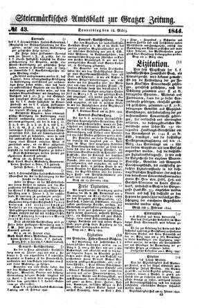 Steyermärkisches Amtsblatt zur Grätzer Zeitung 18440314 Seite: 1