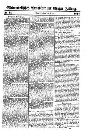 Steyermärkisches Amtsblatt zur Grätzer Zeitung 18440316 Seite: 1