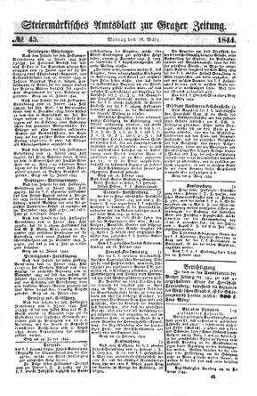 Steyermärkisches Amtsblatt zur Grätzer Zeitung 18440318 Seite: 1