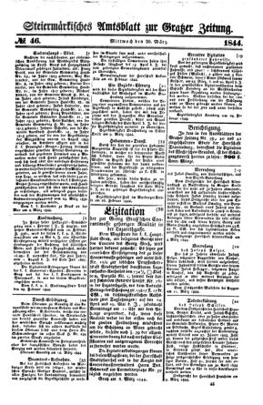 Steyermärkisches Amtsblatt zur Grätzer Zeitung 18440320 Seite: 1