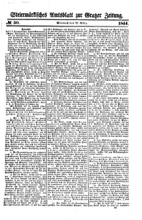 Steyermärkisches Amtsblatt zur Grätzer Zeitung 18440327 Seite: 1