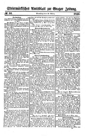 Steyermärkisches Amtsblatt zur Grätzer Zeitung 18440330 Seite: 1