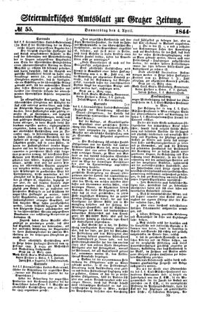 Steyermärkisches Amtsblatt zur Grätzer Zeitung 18440404 Seite: 1