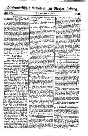 Steyermärkisches Amtsblatt zur Grätzer Zeitung 18440410 Seite: 1