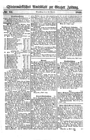 Steyermärkisches Amtsblatt zur Grätzer Zeitung 18440420 Seite: 1