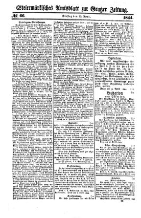 Steyermärkisches Amtsblatt zur Grätzer Zeitung 18440423 Seite: 1