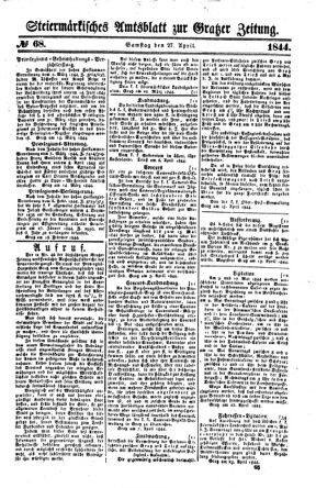 Steyermärkisches Amtsblatt zur Grätzer Zeitung 18440427 Seite: 1