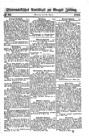 Steyermärkisches Amtsblatt zur Grätzer Zeitung 18440429 Seite: 1