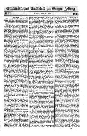 Steyermärkisches Amtsblatt zur Grätzer Zeitung 18440430 Seite: 1