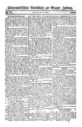 Steyermärkisches Amtsblatt zur Grätzer Zeitung 18440513 Seite: 1