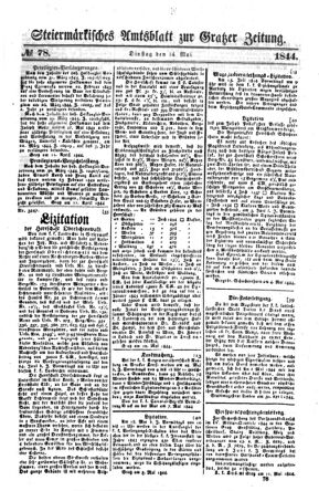 Steyermärkisches Amtsblatt zur Grätzer Zeitung 18440514 Seite: 1