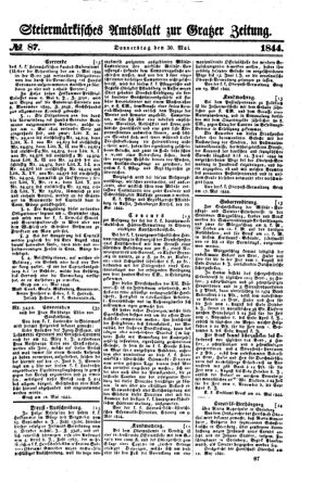 Steyermärkisches Amtsblatt zur Grätzer Zeitung 18440530 Seite: 1