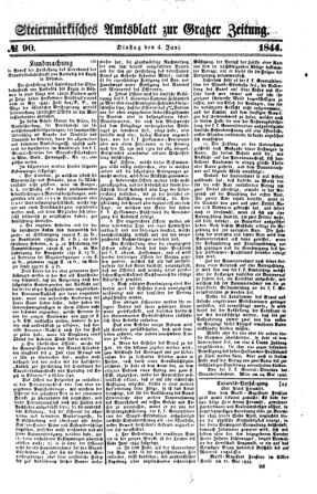 Steyermärkisches Amtsblatt zur Grätzer Zeitung 18440604 Seite: 1