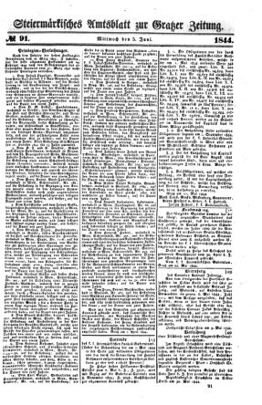 Steyermärkisches Amtsblatt zur Grätzer Zeitung 18440605 Seite: 1