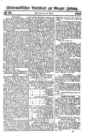 Steyermärkisches Amtsblatt zur Grätzer Zeitung 18440610 Seite: 1