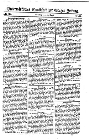 Steyermärkisches Amtsblatt zur Grätzer Zeitung 18440611 Seite: 1