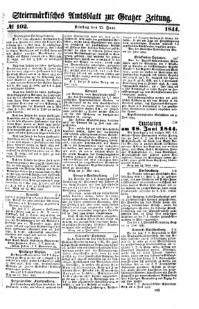 Steyermärkisches Amtsblatt zur Grätzer Zeitung 18440625 Seite: 1