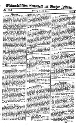 Steyermärkisches Amtsblatt zur Grätzer Zeitung 18440628 Seite: 1