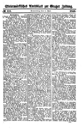 Steyermärkisches Amtsblatt zur Grätzer Zeitung 18440711 Seite: 1