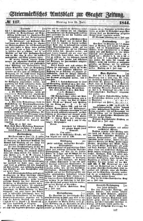 Steyermärkisches Amtsblatt zur Grätzer Zeitung 18440722 Seite: 1