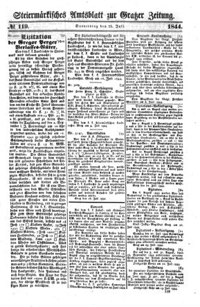 Steyermärkisches Amtsblatt zur Grätzer Zeitung 18440725 Seite: 1