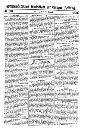 Steyermärkisches Amtsblatt zur Grätzer Zeitung 18440819 Seite: 1