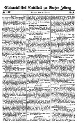 Steyermärkisches Amtsblatt zur Grätzer Zeitung 18440826 Seite: 1