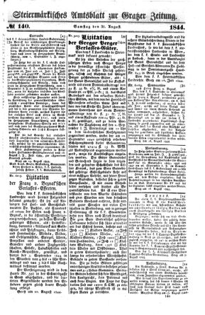 Steyermärkisches Amtsblatt zur Grätzer Zeitung 18440831 Seite: 1