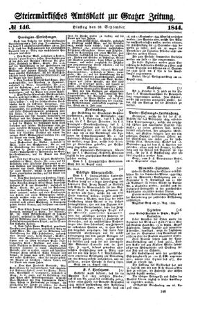 Steyermärkisches Amtsblatt zur Grätzer Zeitung 18440910 Seite: 1