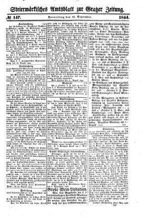 Steyermärkisches Amtsblatt zur Grätzer Zeitung 18440912 Seite: 1