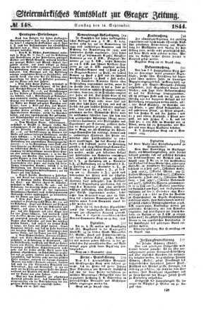 Steyermärkisches Amtsblatt zur Grätzer Zeitung 18440914 Seite: 1