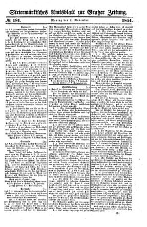 Steyermärkisches Amtsblatt zur Grätzer Zeitung 18441111 Seite: 1