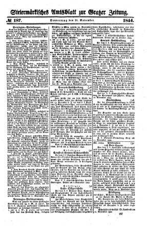 Steyermärkisches Amtsblatt zur Grätzer Zeitung 18441121 Seite: 1