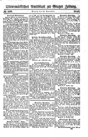 Steyermärkisches Amtsblatt zur Grätzer Zeitung 18441125 Seite: 1