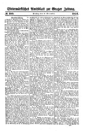 Steyermärkisches Amtsblatt zur Grätzer Zeitung 18441231 Seite: 1