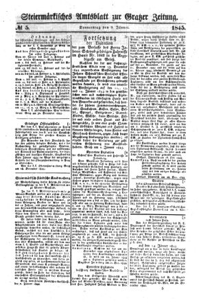 Steyermärkisches Amtsblatt zur Grätzer Zeitung 18450109 Seite: 1