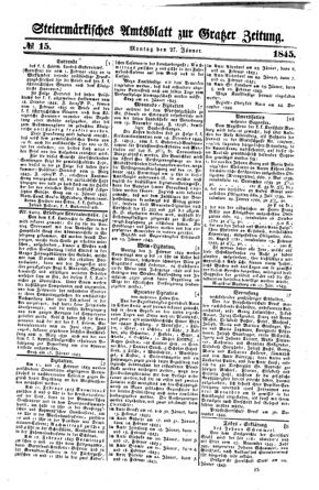 Steyermärkisches Amtsblatt zur Grätzer Zeitung 18450127 Seite: 1