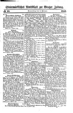 Steyermärkisches Amtsblatt zur Grätzer Zeitung 18450206 Seite: 1