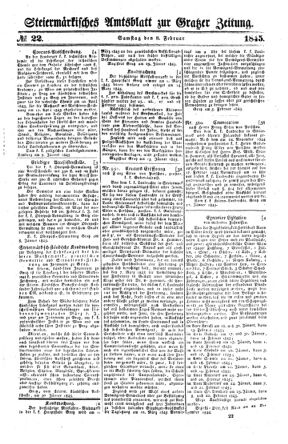 Steyermärkisches Amtsblatt zur Grätzer Zeitung 18450208 Seite: 1