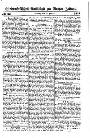 Steyermärkisches Amtsblatt zur Grätzer Zeitung 18450210 Seite: 1