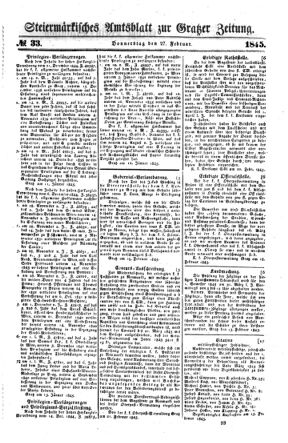 Steyermärkisches Amtsblatt zur Grätzer Zeitung 18450227 Seite: 1