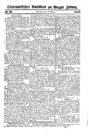 Steyermärkisches Amtsblatt zur Grätzer Zeitung 18450310 Seite: 1