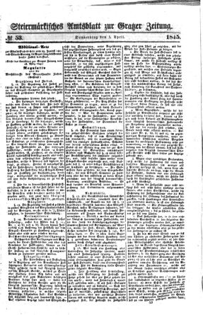 Steyermärkisches Amtsblatt zur Grätzer Zeitung 18450403 Seite: 1