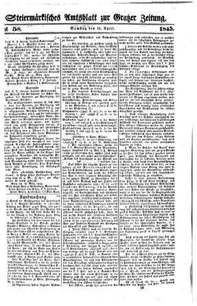 Steyermärkisches Amtsblatt zur Grätzer Zeitung 18450412 Seite: 1