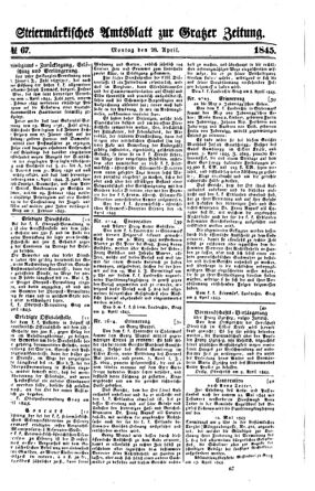 Steyermärkisches Amtsblatt zur Grätzer Zeitung 18450428 Seite: 1