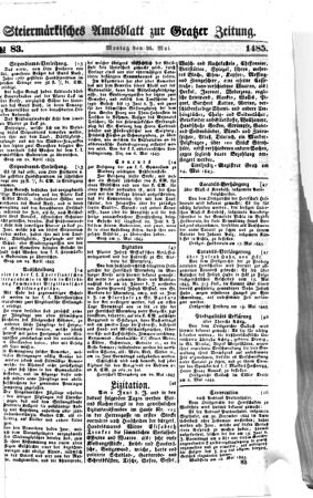 Steyermärkisches Amtsblatt zur Grätzer Zeitung 18450526 Seite: 1