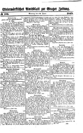 Steyermärkisches Amtsblatt zur Grätzer Zeitung 18450630 Seite: 1