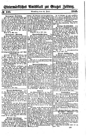 Steyermärkisches Amtsblatt zur Grätzer Zeitung 18450712 Seite: 1