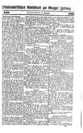 Steyermärkisches Amtsblatt zur Grätzer Zeitung 18450814 Seite: 1